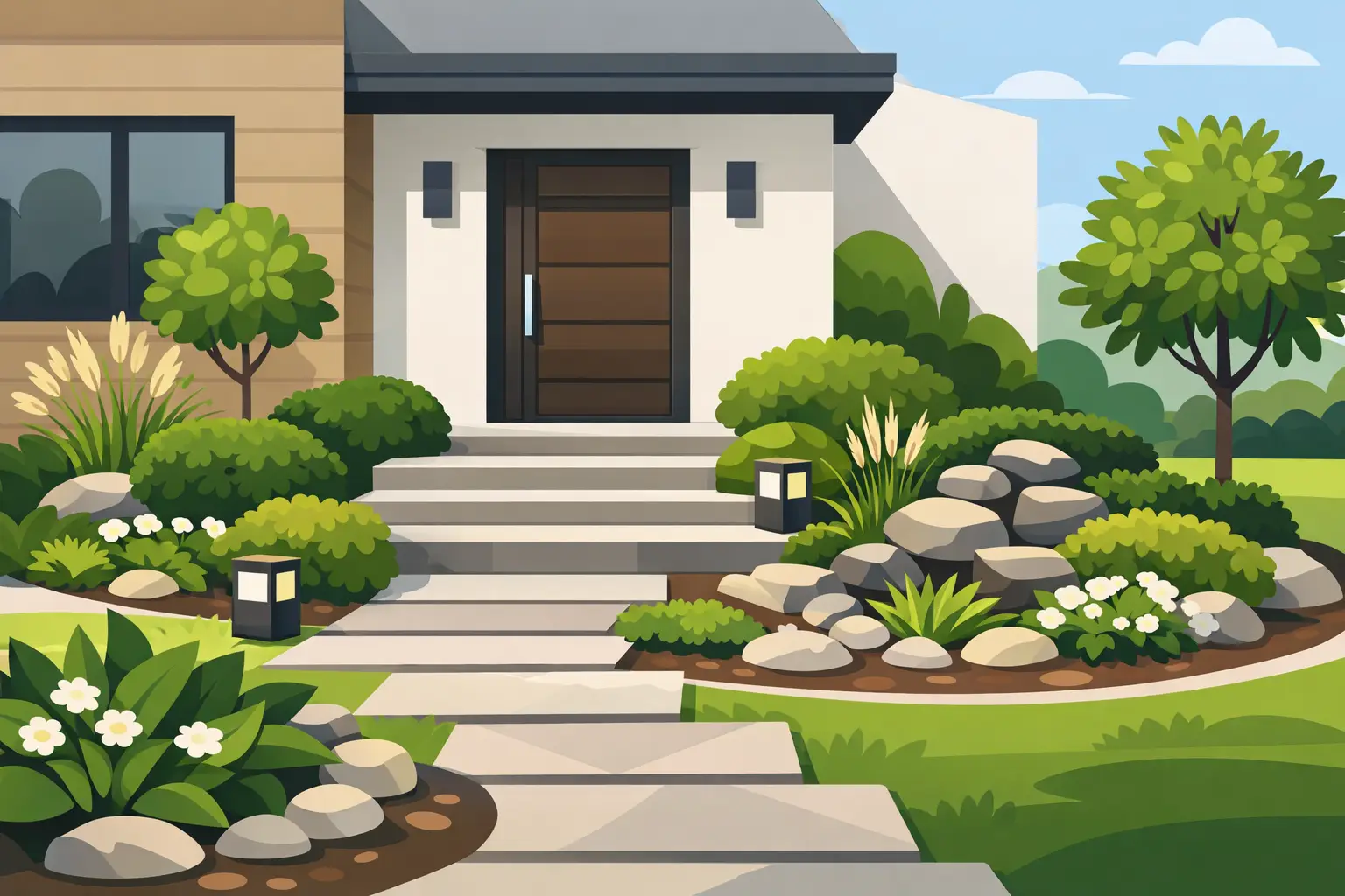 Front Entrance Landscaping Design for Homes