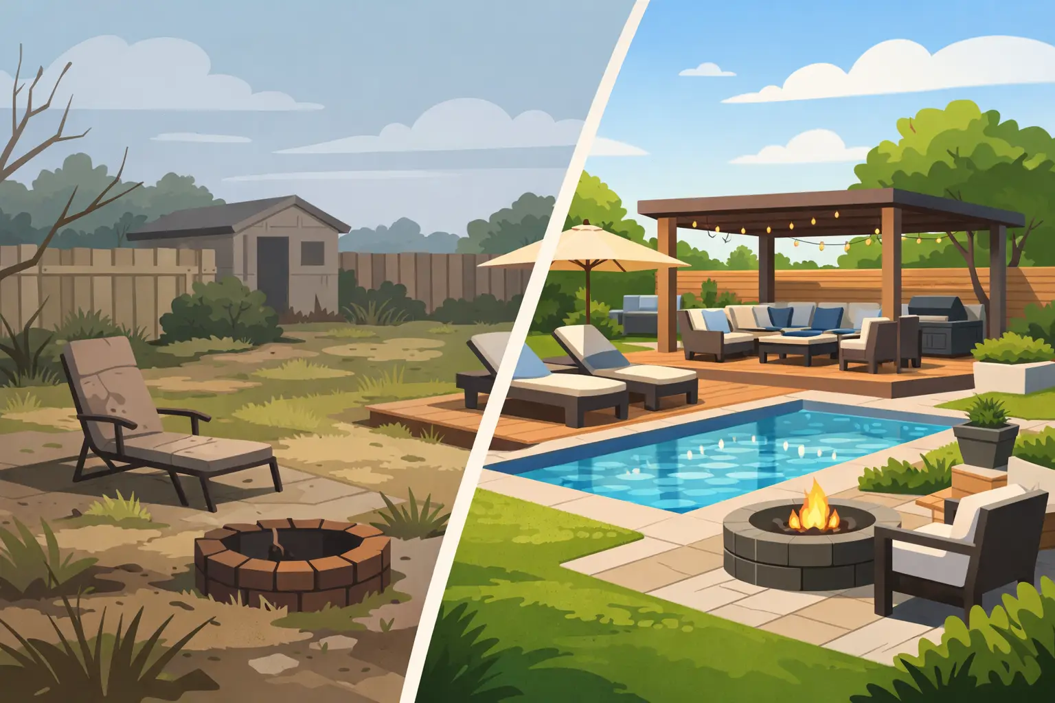 Backyard Transformation Before and After