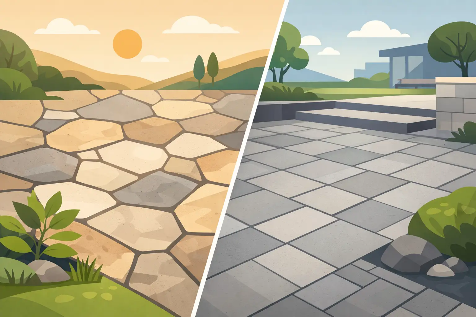 Natural Stone vs Concrete Pavers